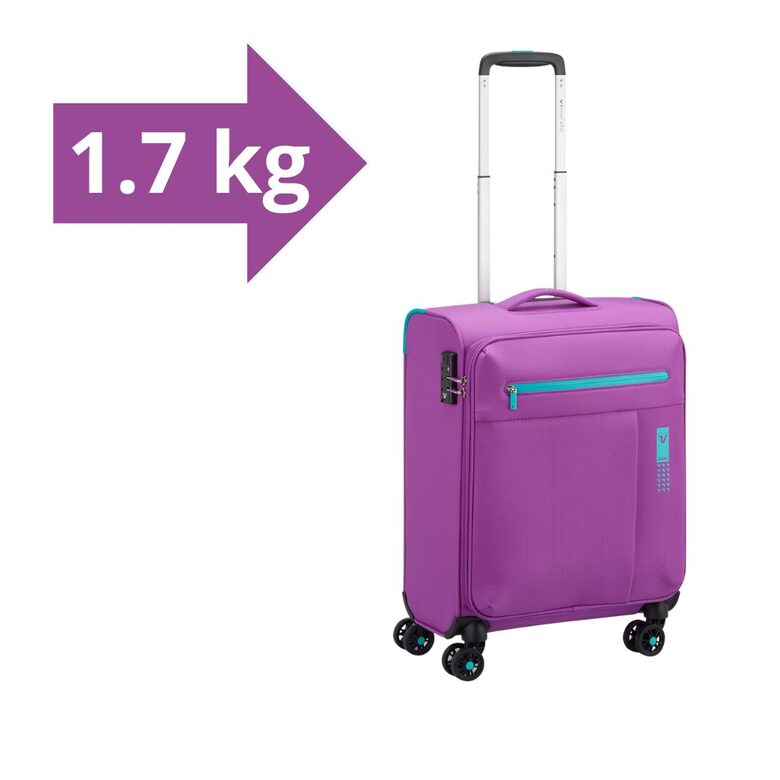 Koferis-rokas-bagāža-4-riteņi-1,7kg-LiteSoft-violets