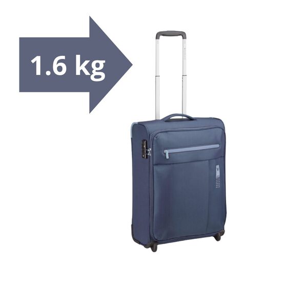 Koferis-rokas-bagāža-2-riteņi-1,6kg-LiteSoft-zils